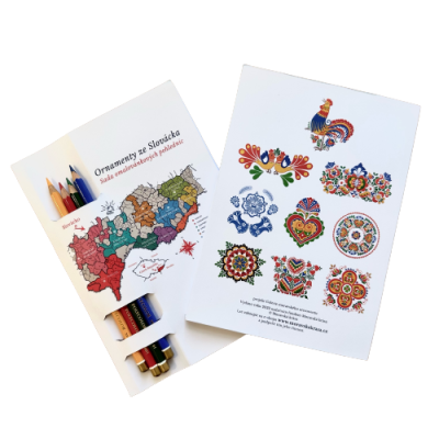 Ornamenty ze Slovácka - sada devíti omalovánkových pohlednic